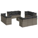 vidaXL Salon de jardin avec coussins 13 Pièces gris résine tressée