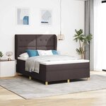 vidaXL Lit à ressorts avec matelas Marron foncé 200 x 160 cm tissu