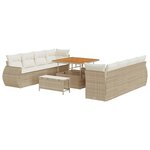 vidaXL Ensemble de canapé de jardin 11 Pièces Beige Poly rotin