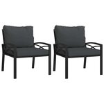 vidaXL Chaises de jardin avec coussins gris lot de 2 68x76x79 cm acier