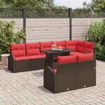 vidaXL Ensemble de Canapés 9 Pièces Marron et rouge polyrotin