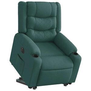 vidaXL Fauteuil inclinable électrique vert foncé tissu
