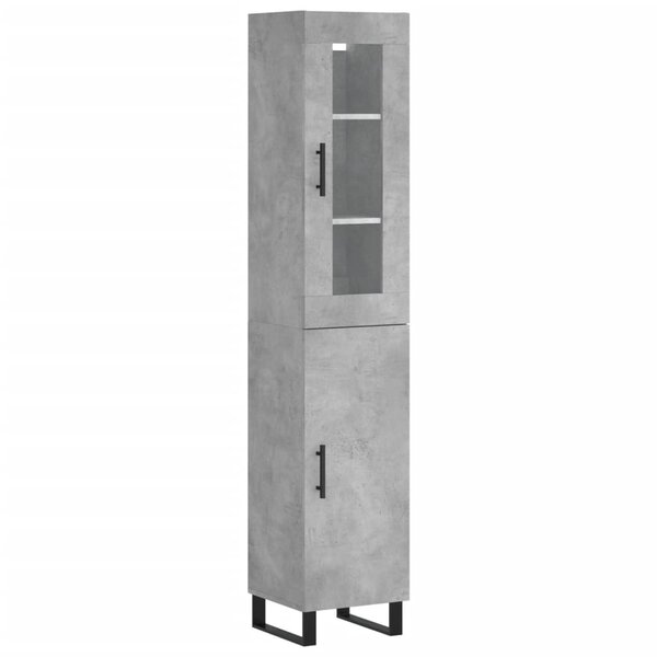 vidaXL Buffet haut Gris béton 34 5x34x180 cm Bois d'ingénierie