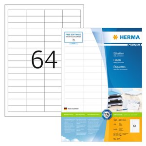 HERMA Étiquettes permanentes PREMIUM A4 48 3x16 9 mm 100 Feuilles