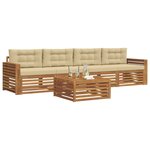 vidaXL Ensemble de canapés d'extérieur 5 Pièces Naturel et Beige