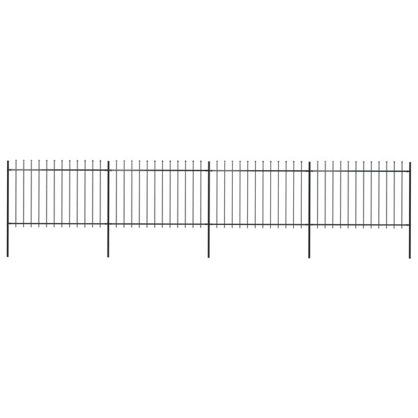 vidaXL Clôture de jardin avec dessus en lance Acier 6 8 x 1 2 m Noir