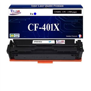 T3AZUR -Toner compatible avec CF401X (201X) pour HP Color LaserJet Pro MFP M274n M277dw M277n - Cyan