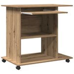 vidaXL Bureau d'ordinateur chêne artisanal 80x50x75 cm bois ingénierie