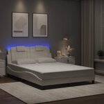 vidaXL Cadre de lit avec lumières LED blanc 140x200 cm similicuir