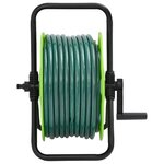 vidaXL Enrouleur de tuyau vert sur pied avec tuyau de 20 m PVC