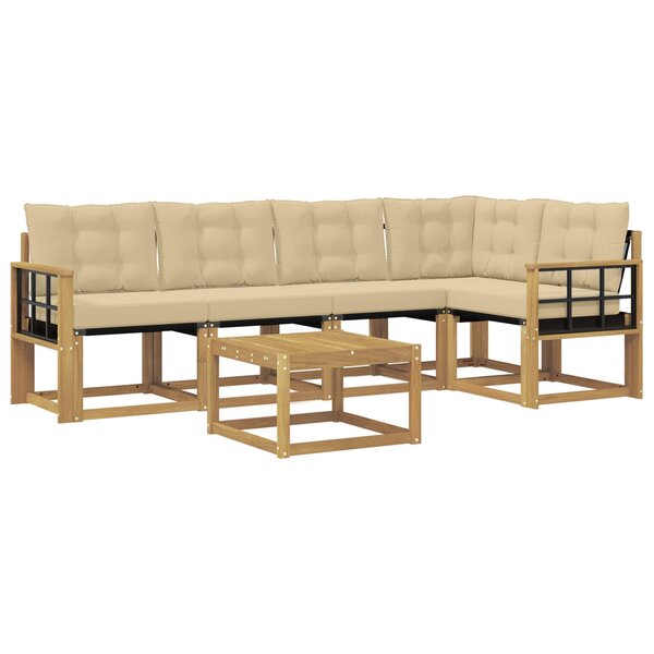 vidaXL Ensemble de canapés d'extérieur 6 pc Blanc et Beige