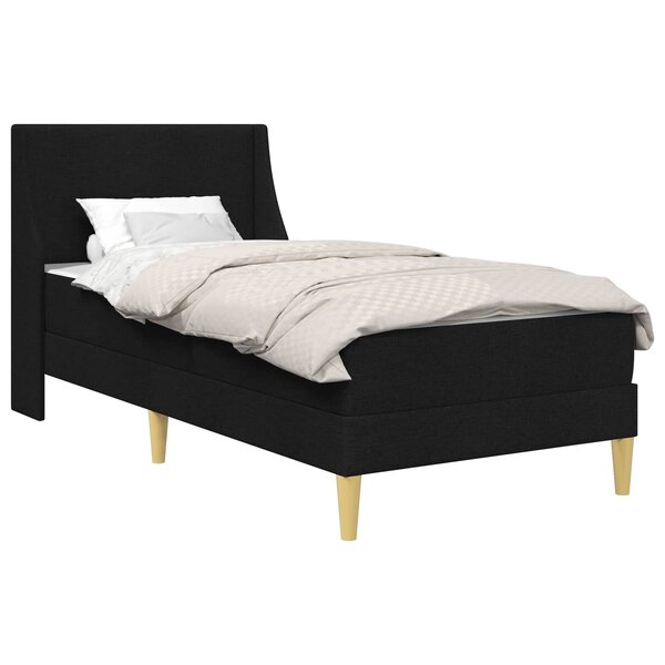 vidaXL Cadre de lit avec matelas Noir 90 x 200 cm Polyester