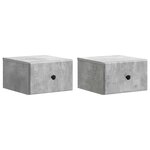 vidaXL Cabinet de chevet mural 2 Pièces Gris béton 34 5 x 33 x 20 cm