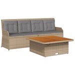 vidaXL Salon de jardin avec coussins 3 Pièces beige résine tressée