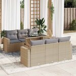 vidaXL Salon de jardin avec coussins 7 Pièces beige résine tressée