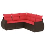 vidaXL Salon de jardin avec coussins 5 Pièces marron résine tressée