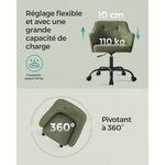Fauteuil de bureau chaise pivotante confortable siège ergonomique réglable en hauteur charge 120 kg cadre en acier tissu imitation lin pour bureau vert 12_0005882