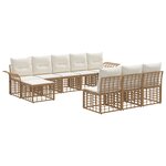 vidaXL Ensemble de canapés d'extérieur 9 Pièces Blanc Naturel et Crème