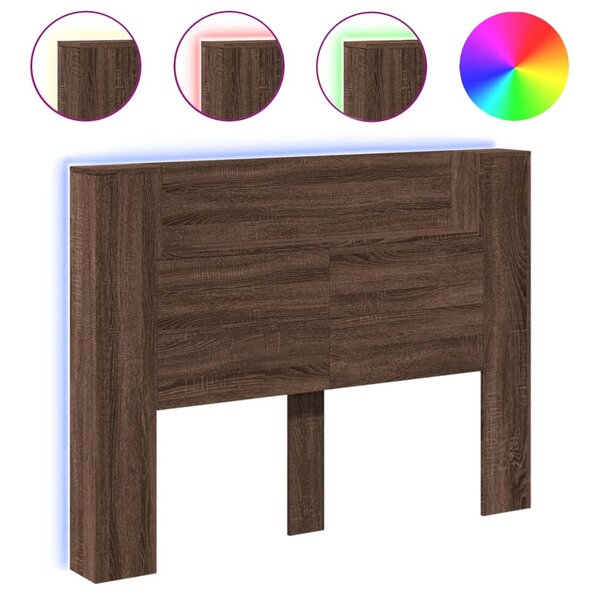 vidaXL Armoire tête de lit avec LED chêne marron 140x16 5x103 5 cm