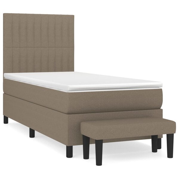 vidaXL Sommier à lattes de lit avec matelas Taupe 90x190 cm Tissu