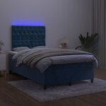 vidaXL Sommier à lattes de lit matelas et LED Bleu foncé 120x200 cm