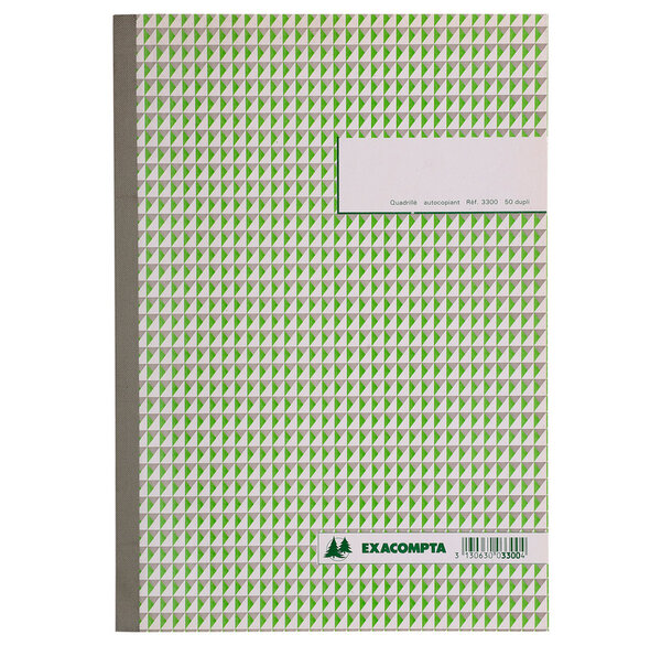 Manifold quadrillé 5x5 29 7x21cm 50 feuillets dupli autocopiants EXACOMPTA