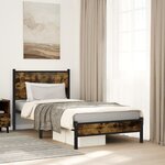 vidaXL Cadre de lit en métal sans matelas chêne fumé 75x190 cm