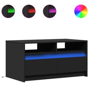 vidaXL Table basse avec lumières LED noir bois d'ingénierie