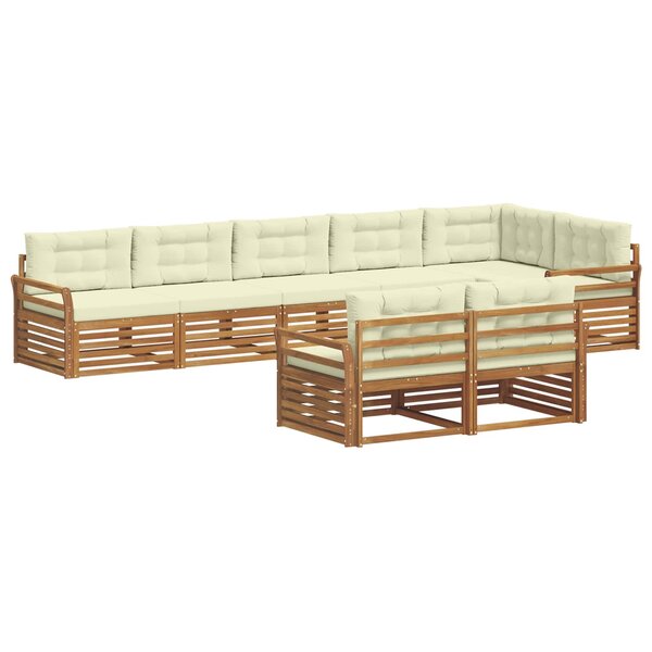 vidaXL Ensemble de canapés d'extérieur 8 pc Naturel et Crème