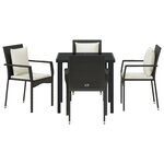 vidaXL Ensemble de dîner jardin 5 pièces avec coussins - Poly Rattan noir