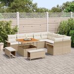 vidaXL Ensemble de canapé de jardin 12 Pièces Beige polyrotin