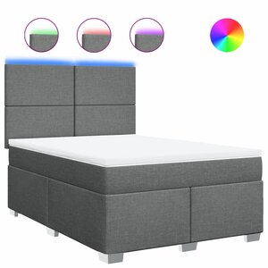 vidaXL Sommier à lattes de lit avec matelas Gris foncé 160x200cm Tissu