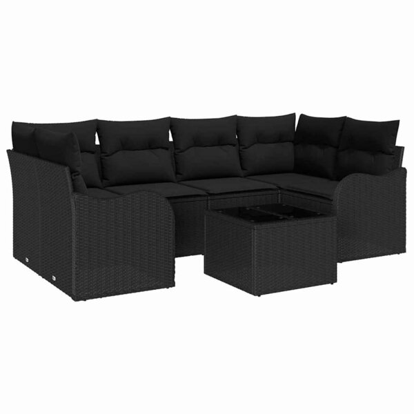 vidaXL Ensemble de canapé de jardin 7 Pièces Noir 55 x 55 x 37 cm
