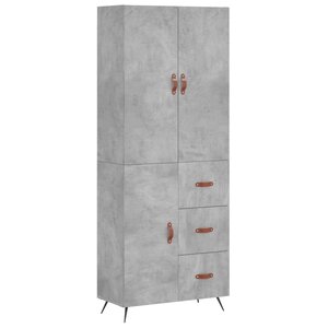 vidaXL Buffet haut Gris béton 69 5x34x180 cm Bois d'ingénierie