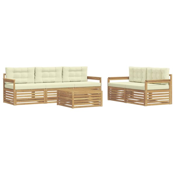 vidaXL Ensemble de canapés d'extérieur 6 pc Blanc et crème