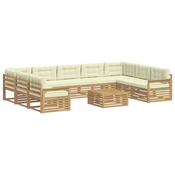 vidaXL Ensemble de canapés d'extérieur 10 pc Blanc et crème