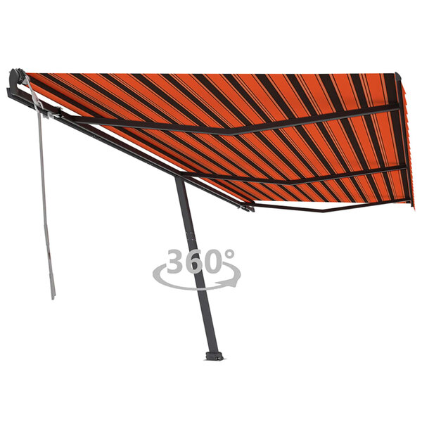 vidaXL Auvent manuel rétractable sur pied 600x350 cm Orange/marron