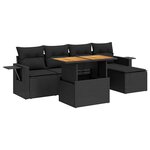 vidaXL Salon de jardin 6 Pièces avec coussins noir résine tressée