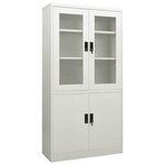 Armoire de bureau design moderne idéale rangement dossiers 90 x 40 x 180 cm en acier gris clair 02_0046807
