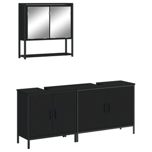 vidaXL Ensemble de meubles salle de bain 3 Pièces noir bois d'ingénierie