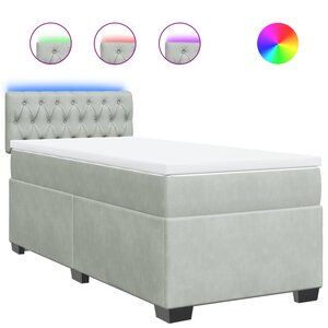 vidaXL Sommier à lattes de lit et matelas Gris clair 80x200 cm Velours