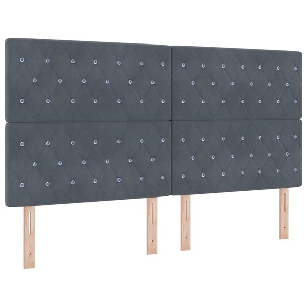 vidaXL Tête de Lit en Velours Argyle Manuel Gris foncé 180 cm Velours