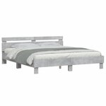 vidaXL Cadre de lit avec LED sans matelas gris béton 180x200 cm