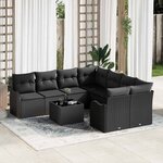 vidaXL Ensemble de canapé de jardin 9 Pièces Noir 55 x 55 x 37 cm