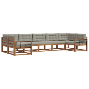 vidaXL Ensemble de canapés d'extérieur 7 pc Gris Naturel et Clair