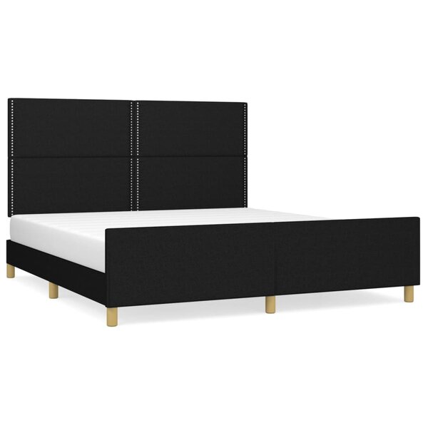 vidaXL Cadre de lit avec tête de lit Noir 180 x 200 cm Tissu