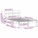 vidaXL Cadre de lit Marron 120 x 200 cm Bois de pin massif