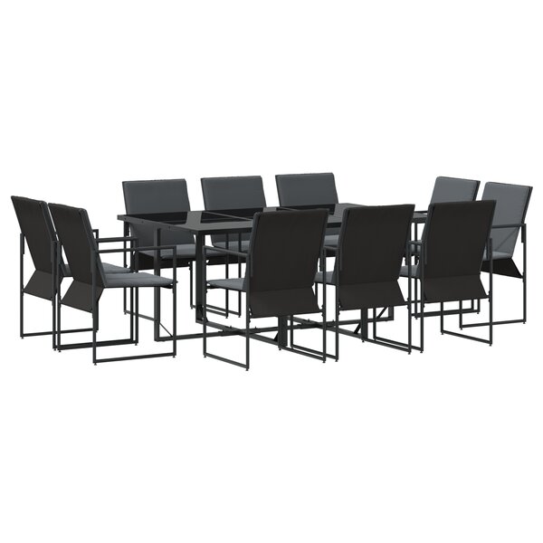Ensemble de salle à manger de jardin vidaXL de 13 pièces avec coussins en acier et textilène