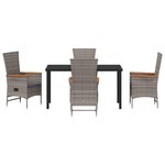 vidaXL Ensemble de salle à manger jardin 5 pièces avec coussins en rattan poly gris