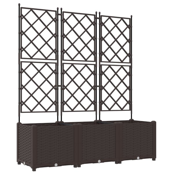 vidaXL Planteur de jardin avec treillis 3 Pièces Marron 120x40x143 cm